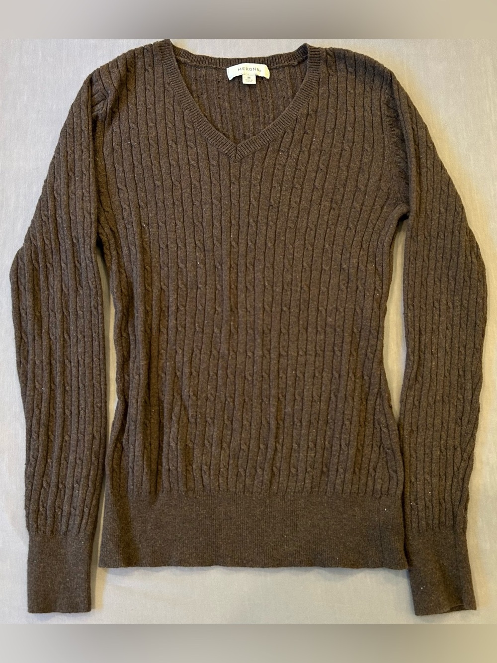 Merona brown wool blend cable knit sweater size M dark academia Y2K preppy